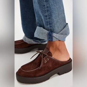 New Schultz x Free People Cia Andrea Suede Platform Loafer Mules Shoes sz 10